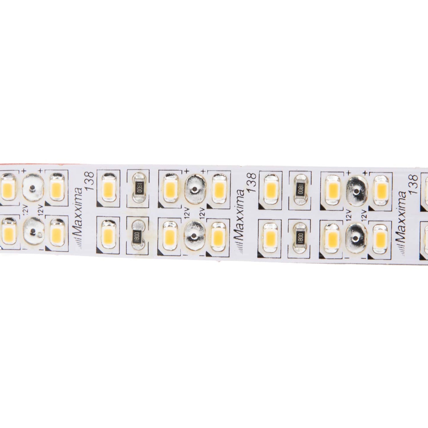 Maxxima 16.4 ft. LED Strip Light, 12V Double Row Flexible Strip, 3000K Warm White, 1200 LEDs, 500 Lumens per Foot, Self Adhesive Under Cabinet Low