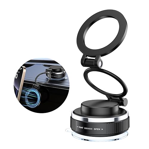 LENEZEN 2025 Upgraded Vacuum Magnetic Phone Holders for Your Car, 360° Adjustable Foldable Magsafe Suction Cup Phone Mount for iPhone [98+LBS