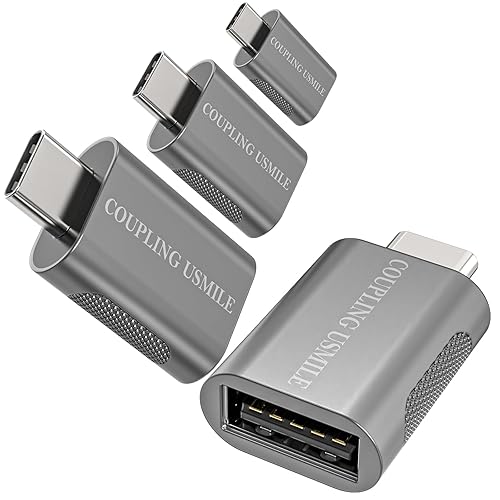 COUPLING USMILE USB C to USB Adapter 4-Pack, 10Gbps High-Speed Type C to USB 3.0 Adapter with OTG, Compatible with MacBook/iPhone 17/16/15/14, iPad…