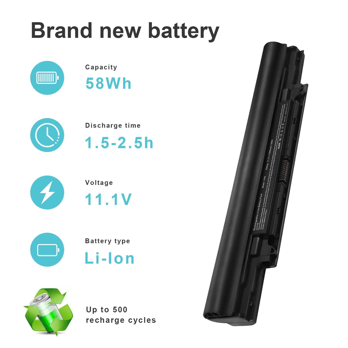TREE.NB 3340 Battery for Dell Latitude 3340 Battery, Dell V131 2nd Generation, Fits 451-BBJB, 451-BBIY, 451-BBIZ 7WV3V, H4PJP, JR6XC, YFDF9, YFOF9