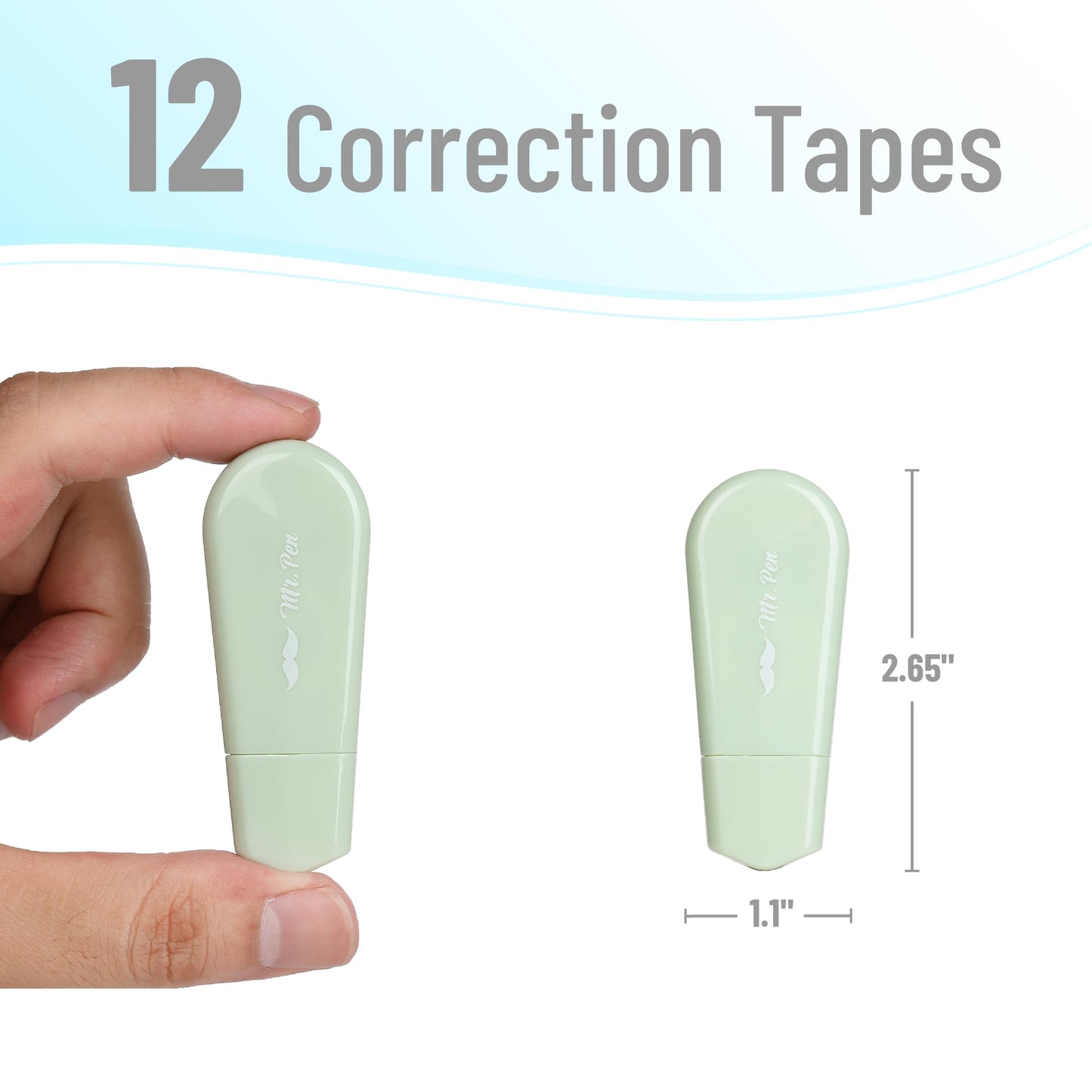 Mr. Pen- Aesthetic Correction Tape Bulk, 0.2" x 197", 12 pcs, Pastel Colors