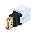 Monoprice 106561 Keystone Jack-USB 2.0 A Female to A Female Coupler Adapter Flush Type, White