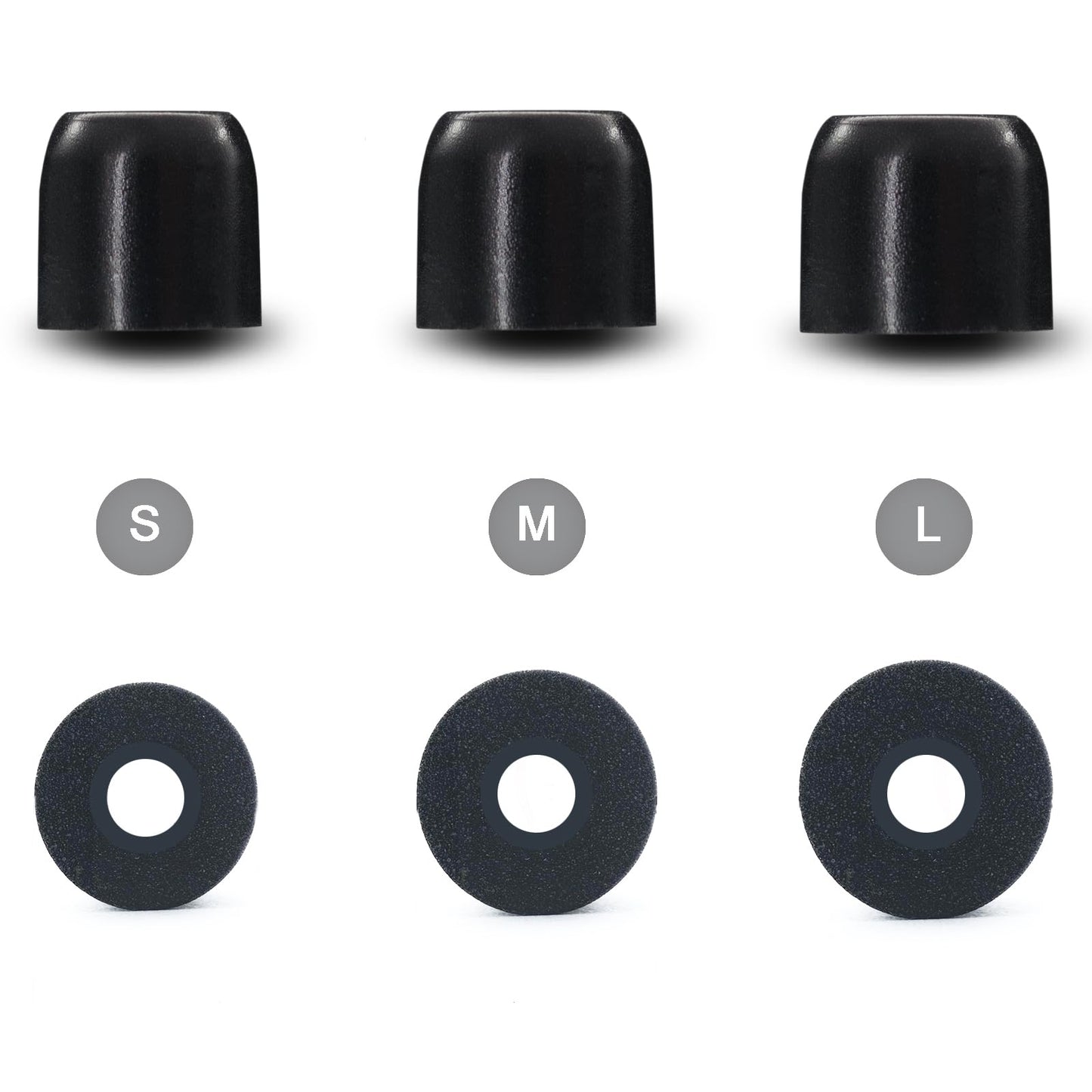 Klowcok Memory Foam Replacement Ear Tips for DEWALT Earbuds, Comfort fit Neckband Headphones. 3Pairs, Black (Assorted-S/M/L)
