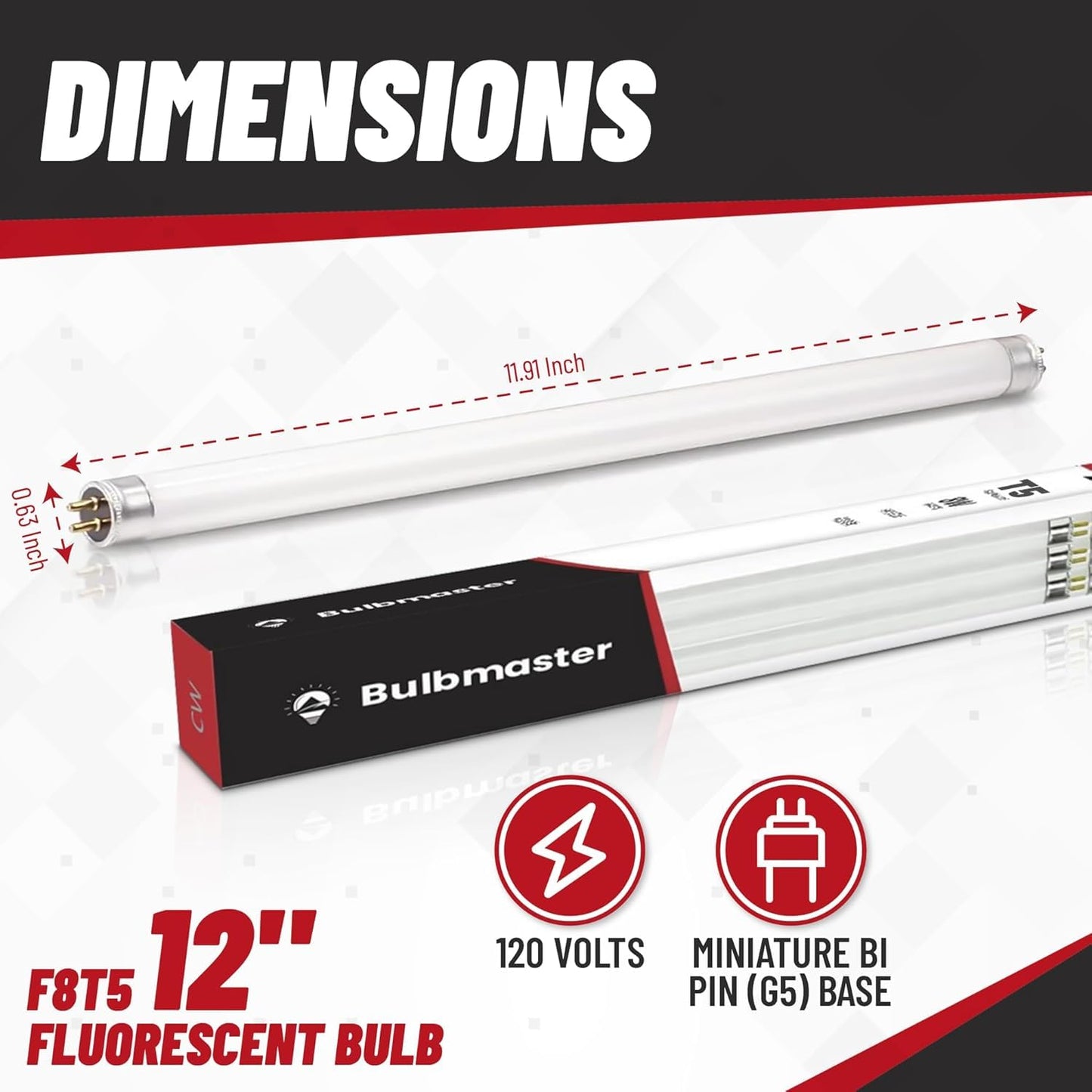 BULBMASTER F8T5CW Fluorescent Bulbs 12 Inch - F8T5 8W Cool White 4100K 12" Under Cabinet Light Bulbs Linear T5 380 Lumens - Under The Counter Small