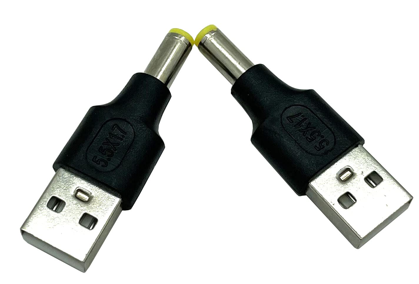 Dafensoy 2-Pack USB 2.0 A Male to DC 5.5 x 1.7mm Male Power Adapter for Charging Electronic Devices with DC or USB Ports