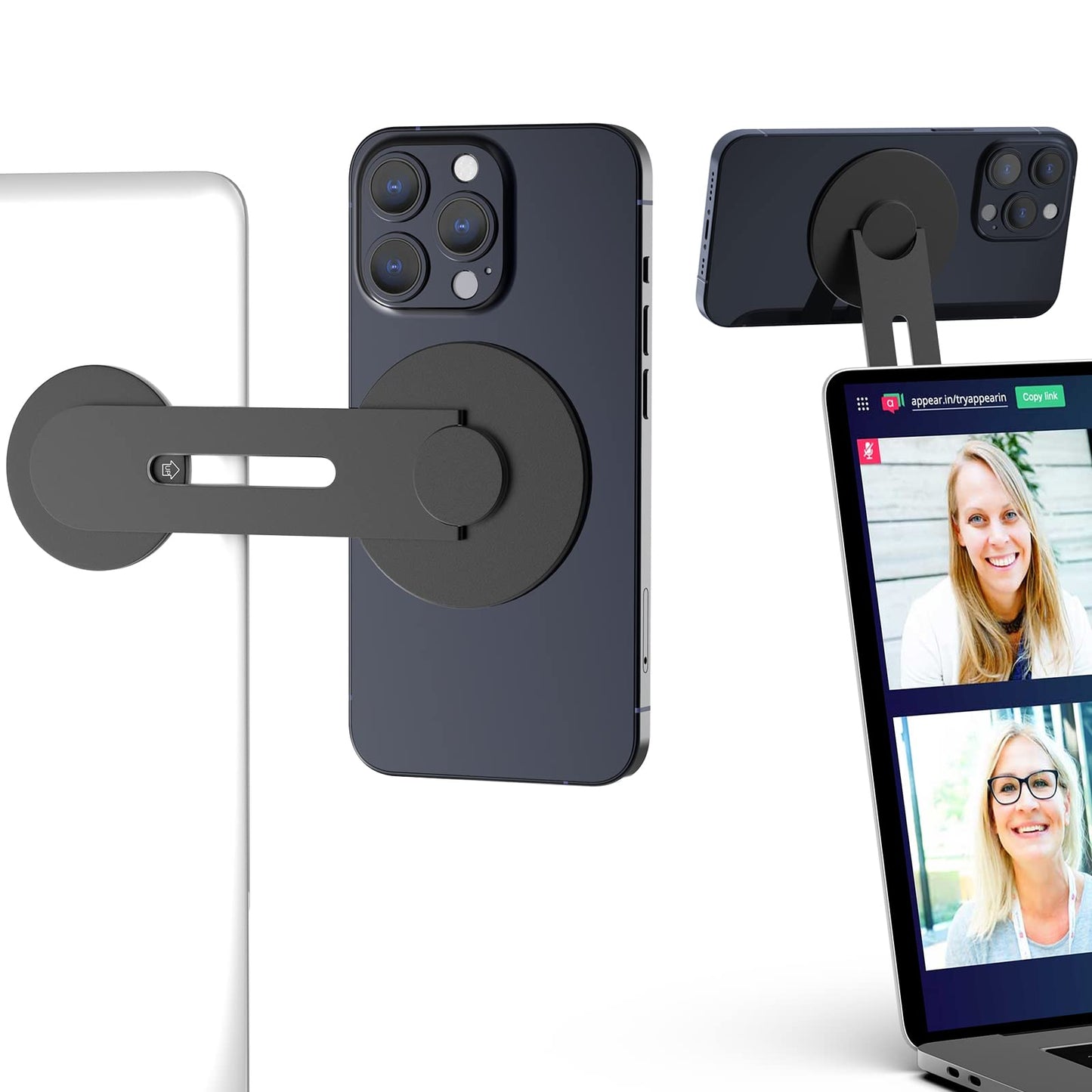 Laptop Phone Mount Magnetic Phone Holder for Monitor for MagSafe iPhone 17 16 15 14 13 12 & All Phones Phone Side Mount Adapter for Computer Monitor