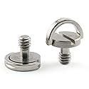 E-outstanding D-Ring Hinged Screw 2PCS 1/4-20 10mm Length Thread D Shaft Stainless Steel Camera Quick Release Plate Mounting Fixing Screws for Camera