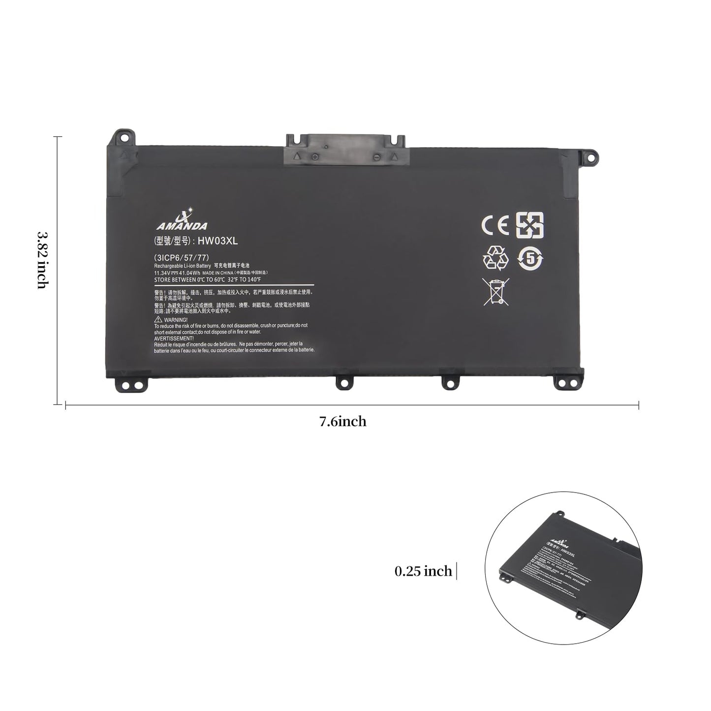 A AMANDA HW03XL Laptop Battery for HP Pavilion 15-EG 15-EG0010NR,15-EH0014na,15-EH1070WM 17-CP0XXX 17-CN0010nr, 17-CN0XX 17-CN0010nr, 17-CN0XX 240 245