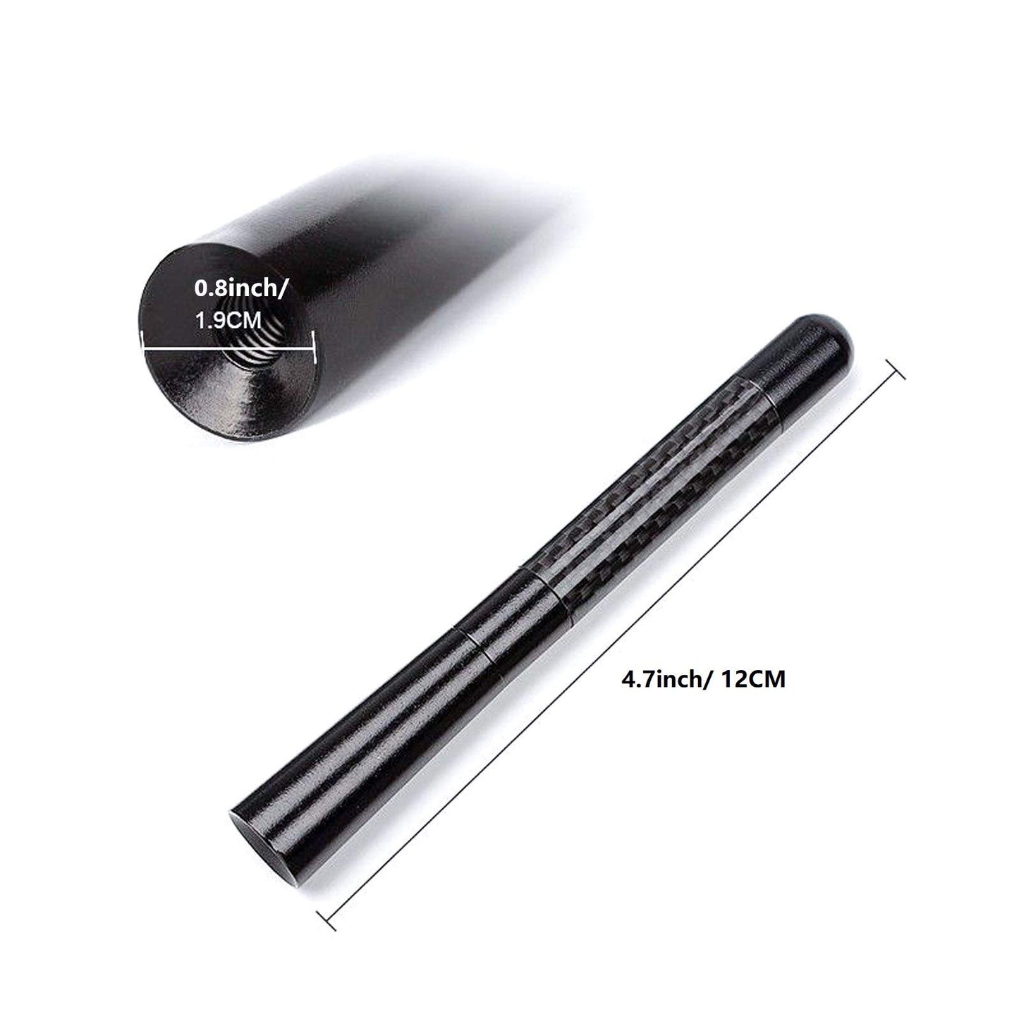 x xotic tech Real Carbon Fiber Aluminum Screw-On AM/FM Radio Antenna Mast Cover Decoration,Black,Universal Fit Most Cars (Size:4.7"/12cm)
