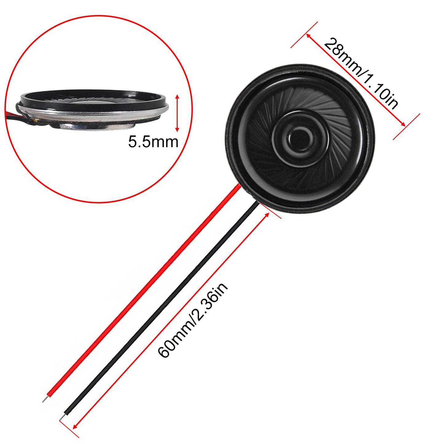 DWEII 10PCS Metal Shell Round Internal Magnet Speaker 2W 8 Ohm for DVD, EVD, Mini Multimedia Loudspeaker