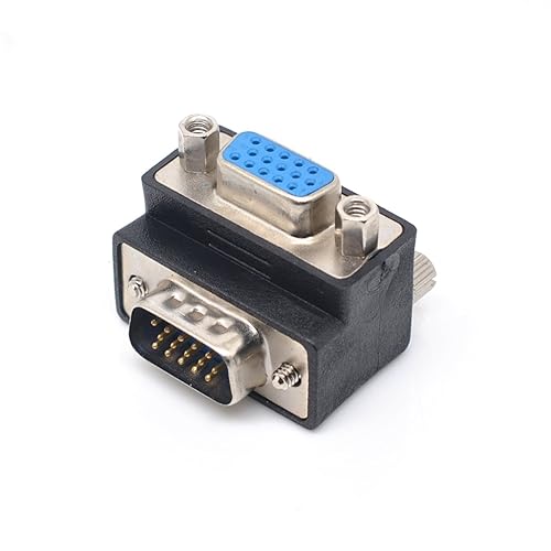 Ganasome DB15 Right Angle Female VGA to Male VGA Cable Adapter - 90 Degree Connector