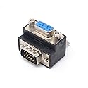 Ganasome DB15 Right Angle Female VGA to Male VGA Cable Adapter - 90 Degree Connector