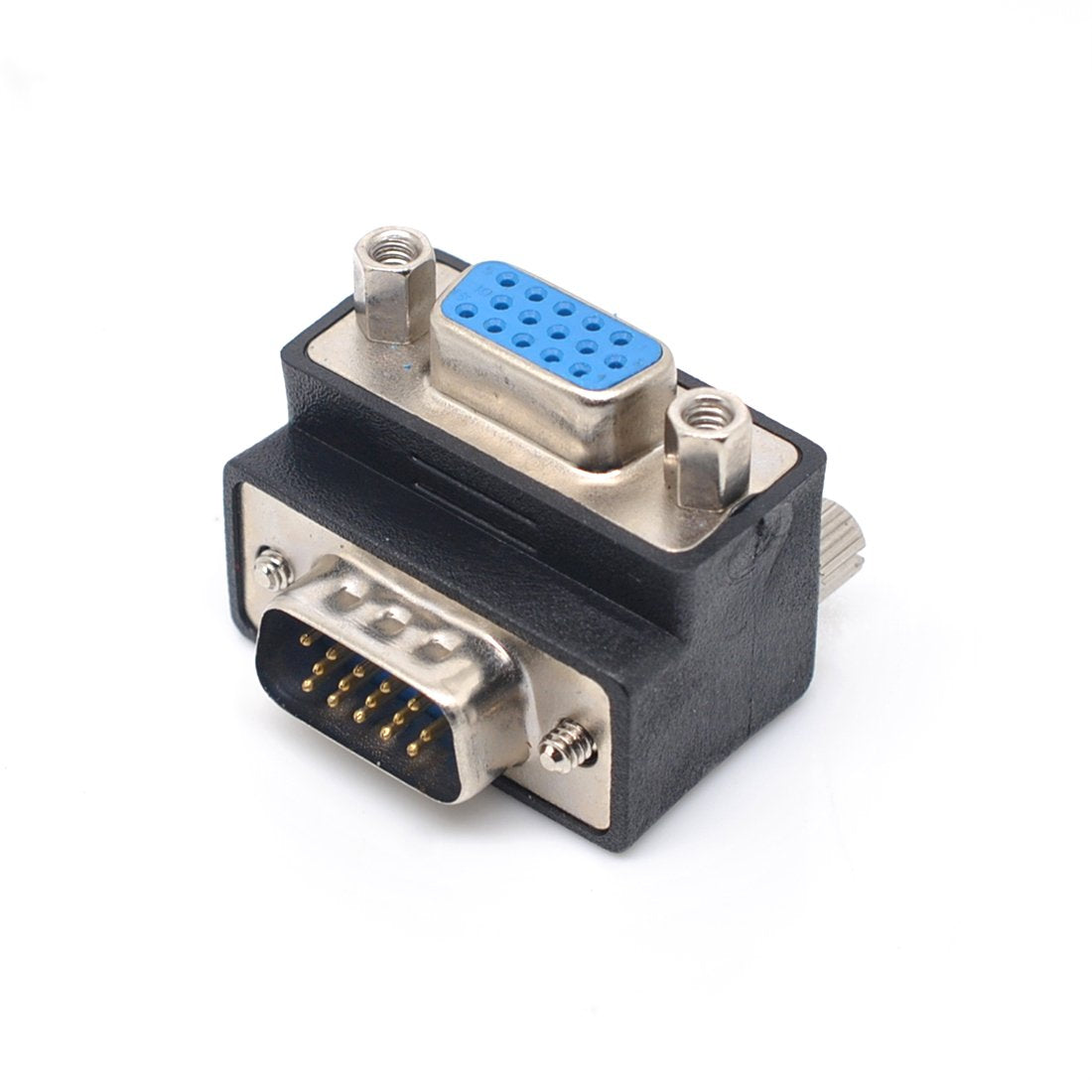 Ganasome DB15 Right Angle Female VGA to Male VGA Cable Adapter - 90 Degree Connector