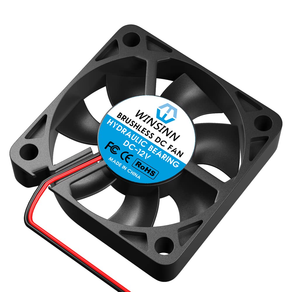 WINSINN 50mm 12V Fan - Hydraulic Bearing 6000 RPM 5010 Cooling Fan Replacement for 3D Printers/Computer Cases/Small Appliances, 30cm Cable