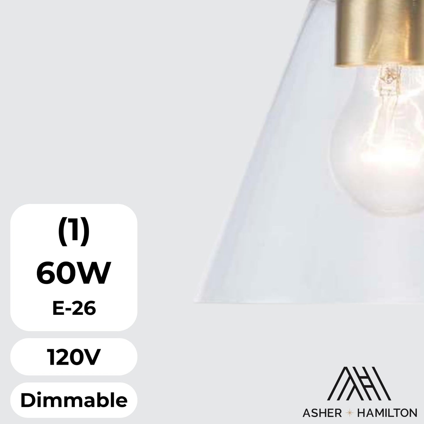 Asher Hamilton AHW-203AGBKCL Monroe 1 Light Wall Sconce | One E26 Medium Base Bulb Required Sold Separately | 60 Watt Max | Damp Rated | Black