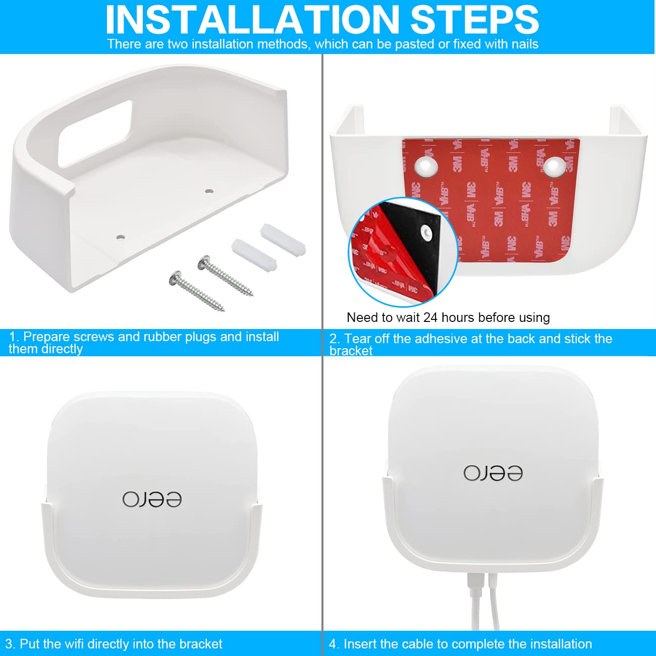 AoHkers Wall Mount Holder for eero Pro 6E Home WiFi System, Stand Bracket for eero Pro 6E Kits Accessories, No Messy Wires Space Saving, White, 1 Pack