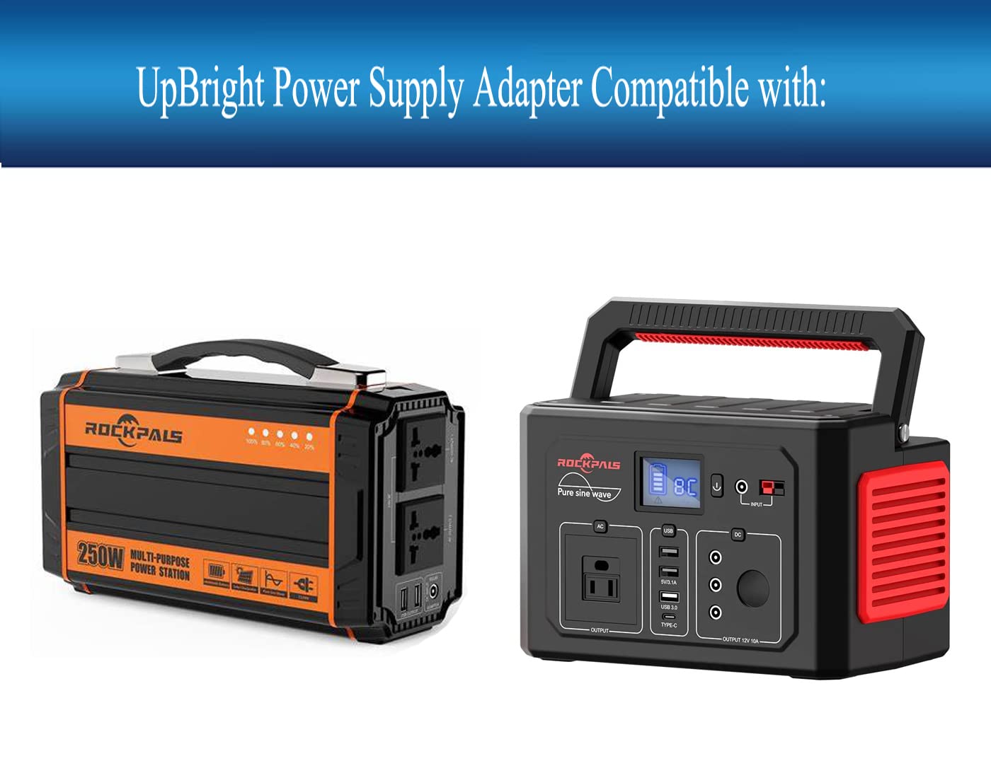 UpBright 15V AC Adapter Compatible with Rockpals WCE001 RP250W K36 250W 64800mAh 240Wh K53 350W 288Wh Portable Solar Generator Rechargeable Lithium…