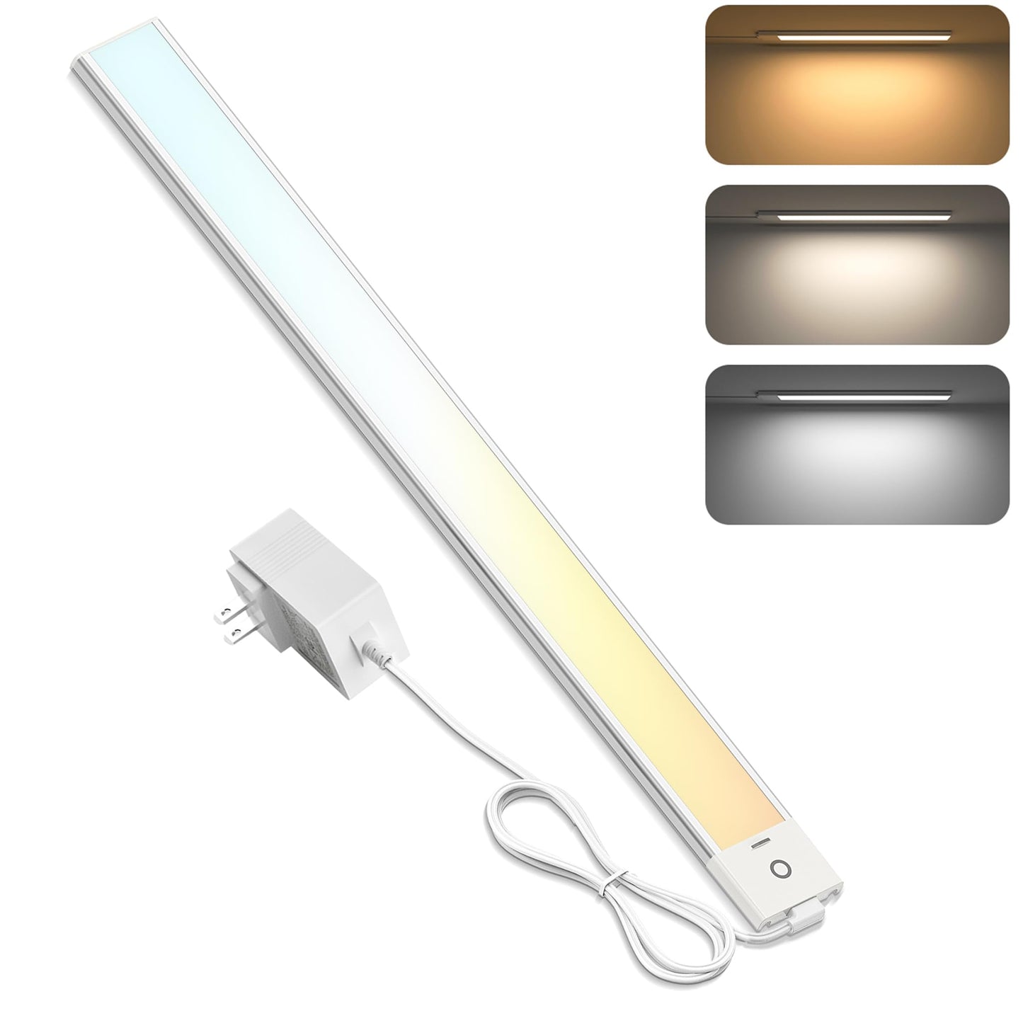 MYPLUS 16" Under Cabinet Lights, 5 Color Temps Under Counter Lights with Dimmable 370Lumens,63 LEDs,8W,Ultra Thin LED Light Bar Plug-in for Kitchen