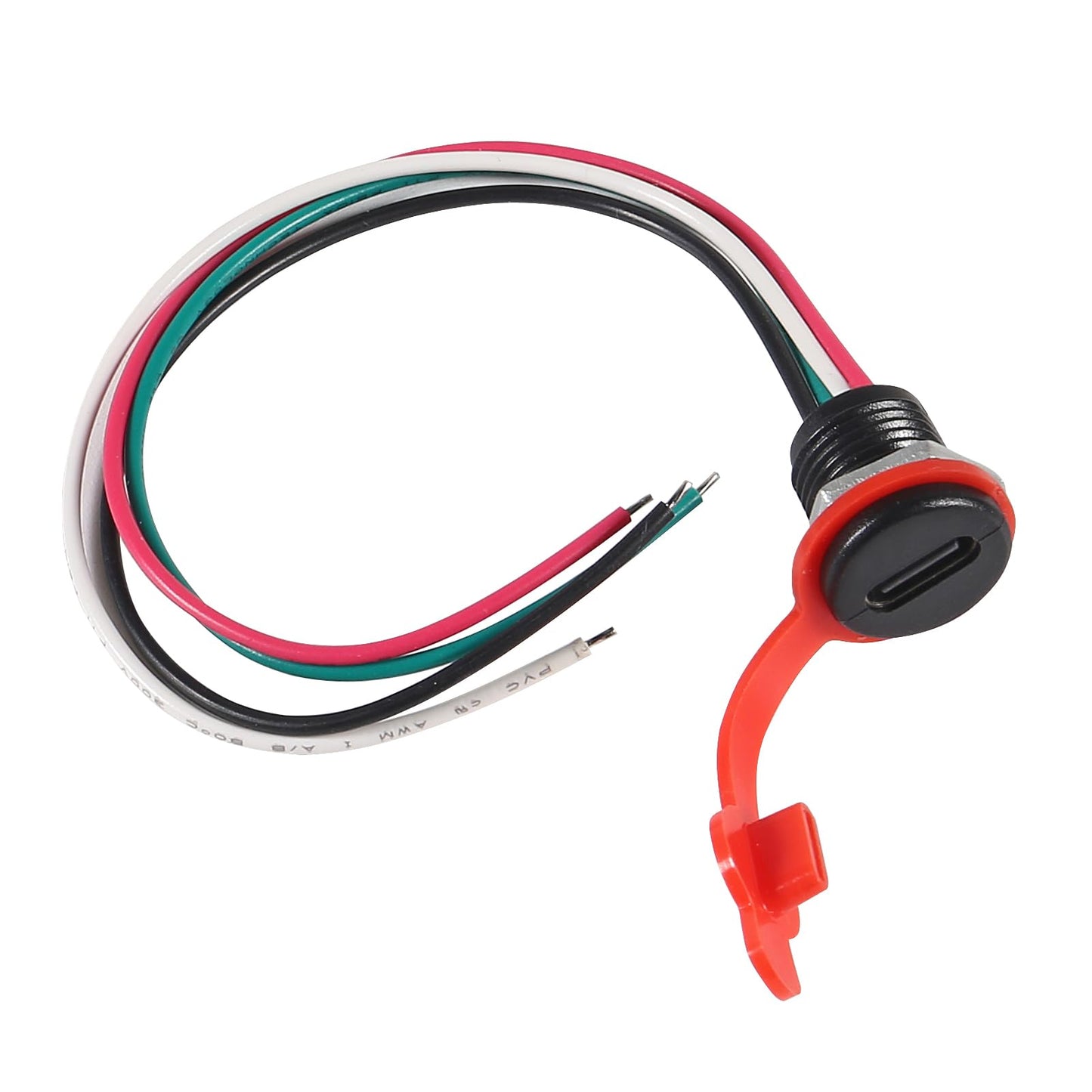 ACEIRMC 12pcs Type-C Female Chassis Waterproof 2P Wire Type USB C Pigtail Cable Extension Power Cable USB-C Plug to 2 Pin Bare Wire Open End Connector