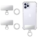 MoKo 2pcs Phone Tether Tab, Stainless Steel Cell Phone Lanyard Pads, Phone Strap Replacement Part with 2pcs Spring Rings, Phone Strap Connector Tether