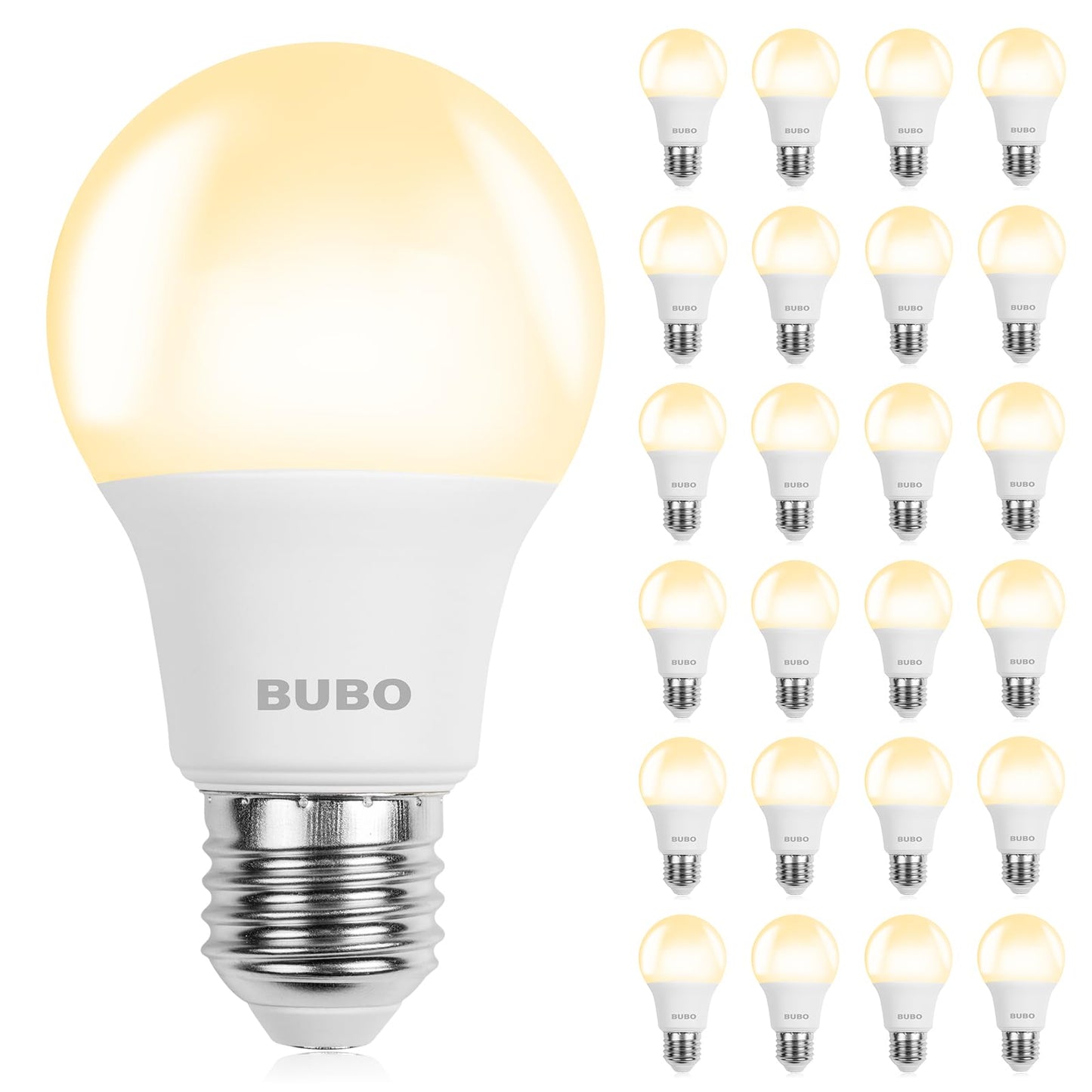 BUBO A19 LED Light Bulbs, 60 Watt Equivalent LED Bulbs, Soft White 2700K, 800 Lumens, E26 Standard Base, Non-Dimmable, 8W Soft White LED Bulbs