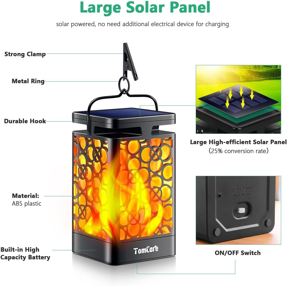TomCare Solar Lanterns Outdoor Upgraded Flickering Flame Waterproof Hanging Lanterns Decorative Solar Powered LED Lights for Garden Patio Deck Yard, 2