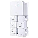 GE Pro 6-Outlet Surge Protector Tap with Swivel Outlets, White, 90 Degree Rotating Outlets, 1080 Joules, 37063