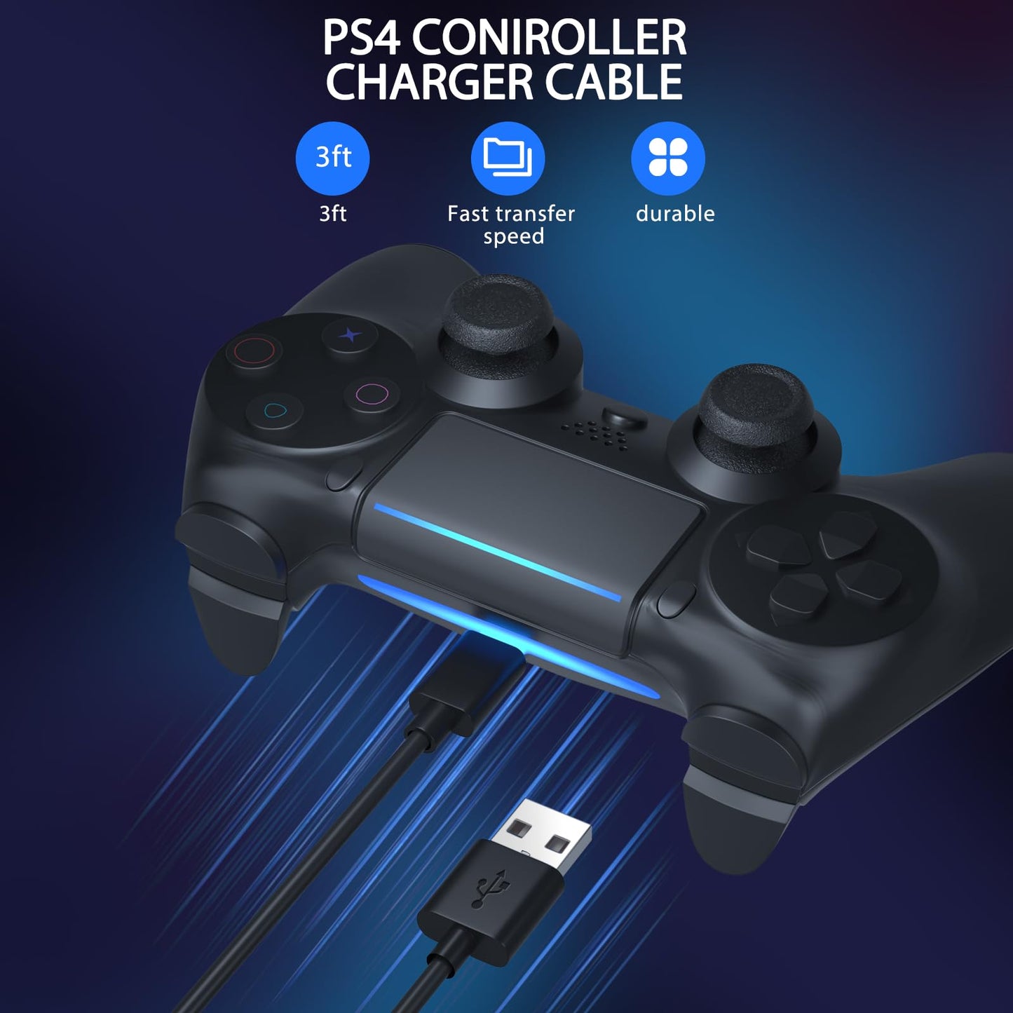 SCOVEE PS4 Controller Charging Cable Compatible with Xbox One Controller,PS4 Charger Cord for PlayStation-4,PS 4 Slim/Pro,Dualshock 4,Fire Stick,Game