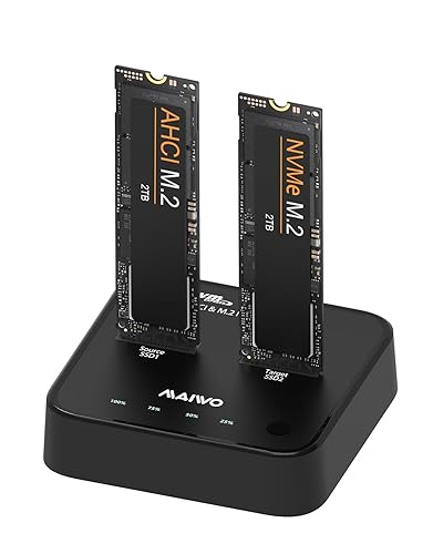 MAIWO MacBook AHCI (M Key B&M Key) SSD NVMe Duplicator, USB3.2 Type-C 20Gbps M.2 Clone Docking Station, Compatible with M.2 SSD 2230/2242/2260/2280