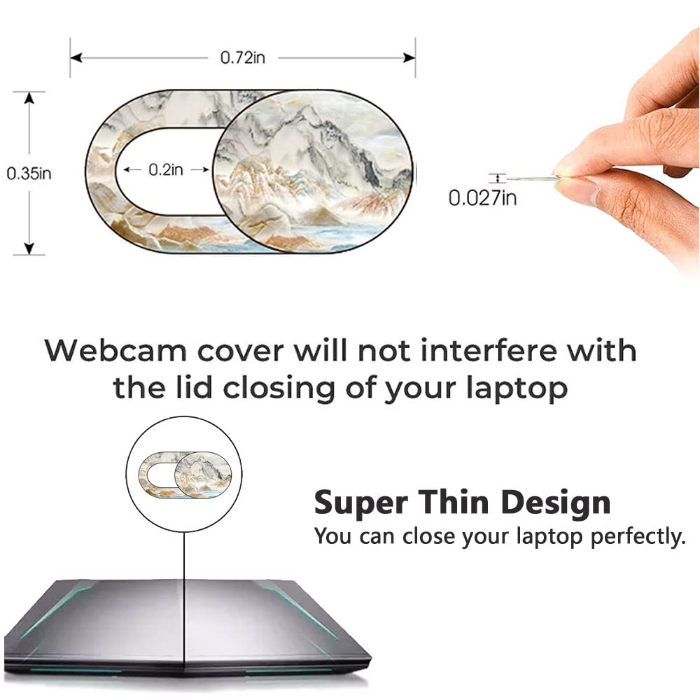 Marble Laptop Camera Cover Slide Cute 8 Pack, Webcam Cover Slide Phone Camera Cover, FadyRaye Ultra-Thin Computer Camera Cover Slide Blocker Fits Cell