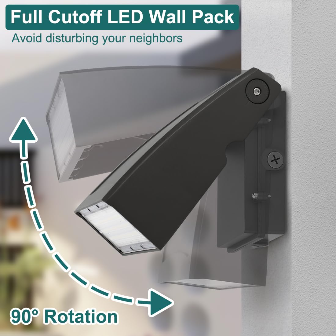 kadision 100W LED Wall Pack Light with Dusk-to-Dawn Photocell, 0-90° Adjustable Full Cutoff Outdoor Wall Light for House Yard Garage, 13000lm 5000K
