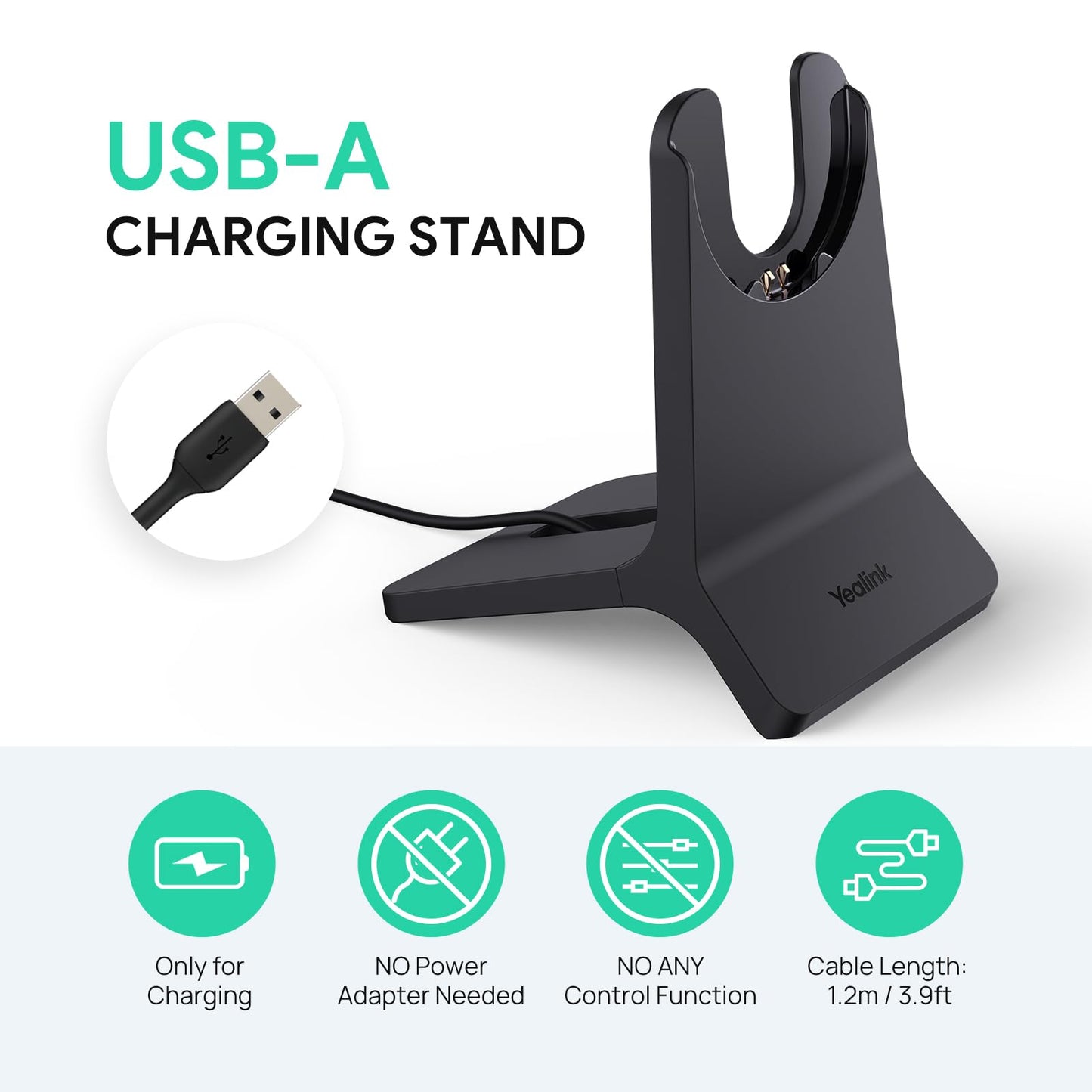Yealink Charging Stand for BH70/WH64 Hybrid Wireless Bluetooth Headset with Mic for Work, up to 35h Talk Time, 90mins Full Charging, No Power Adapter…