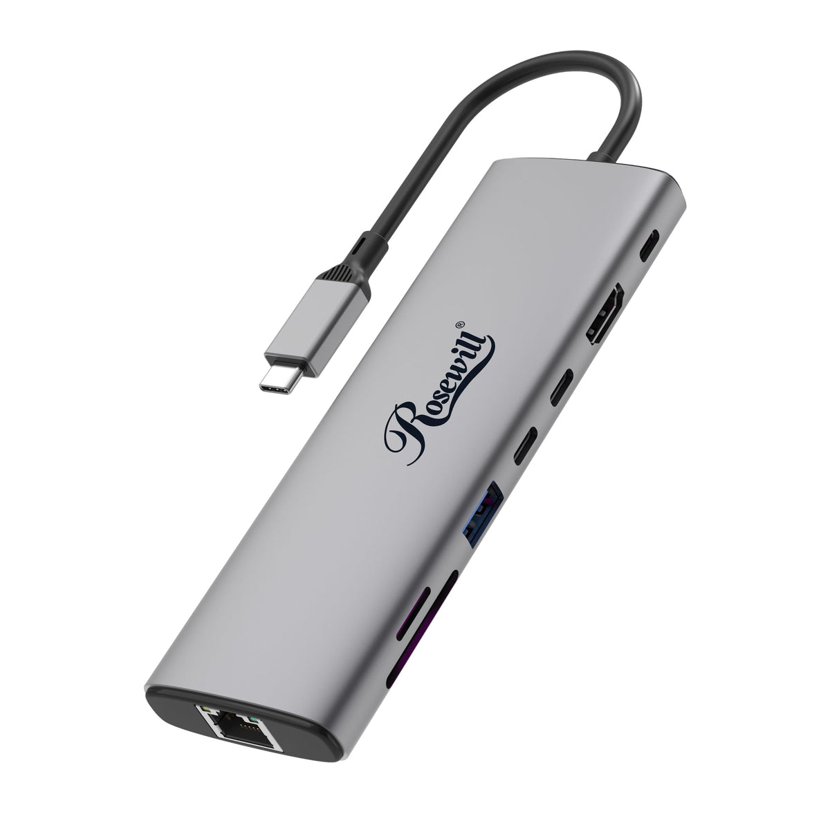 Rosewill 8-in-1 USB-C Hub with 4K HDMI 2.0, 10Gbps USB-A Ports for MacBook, Dell XPS, ThinkPad, HP Laptops - RHUB-M8
