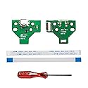 Rinbers® Pack of 2 JDS-011 Replacement Charging Port Micro USB Adaptor Charger Socket Circuit Board with 12 Pin Flex Cable for Sony PS4 2nd Gen