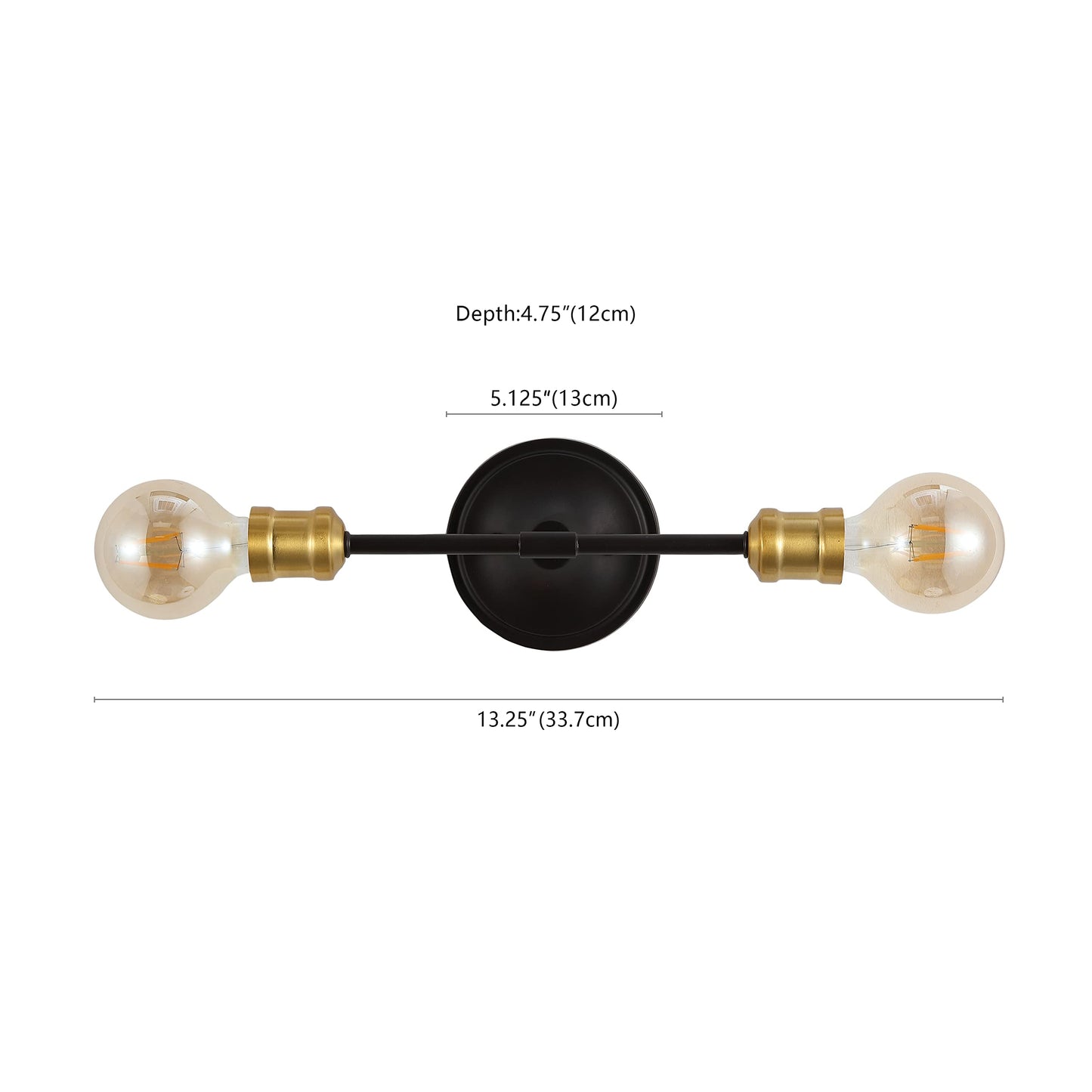 JONATHAN Y 13.25" Oil Rubbed Bronze/Brass Gold 2-Light Iron Vanity Light, Industrial Farmhouse Wall Sconce for Bathroom Mirror, Rustic Metal Fixture