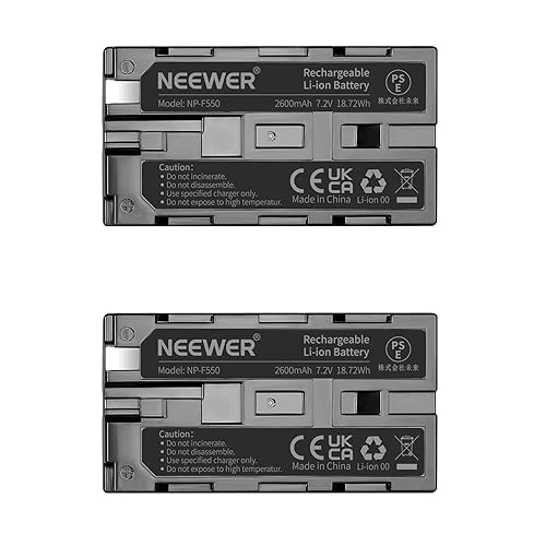 Neewer® (2Pack) 2600mAh Sony NP-F550/570/530 Replacement Battery for Sony HandyCams, Neewer Nanguang CN-160,CN-216,CN-126 Series and Other LED
