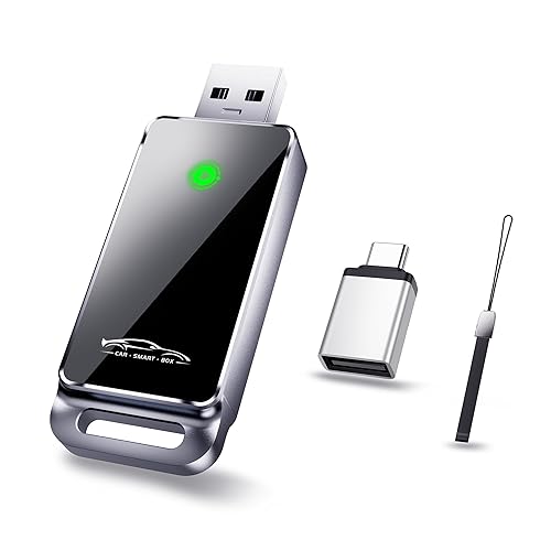 vnilrgle Wireless CarPlay Adapter 2024 Upgrade, Plug and Play, No Latency, Converts Factory Wired to Wireless, Compatible with iPhone 6+ and 2015+
