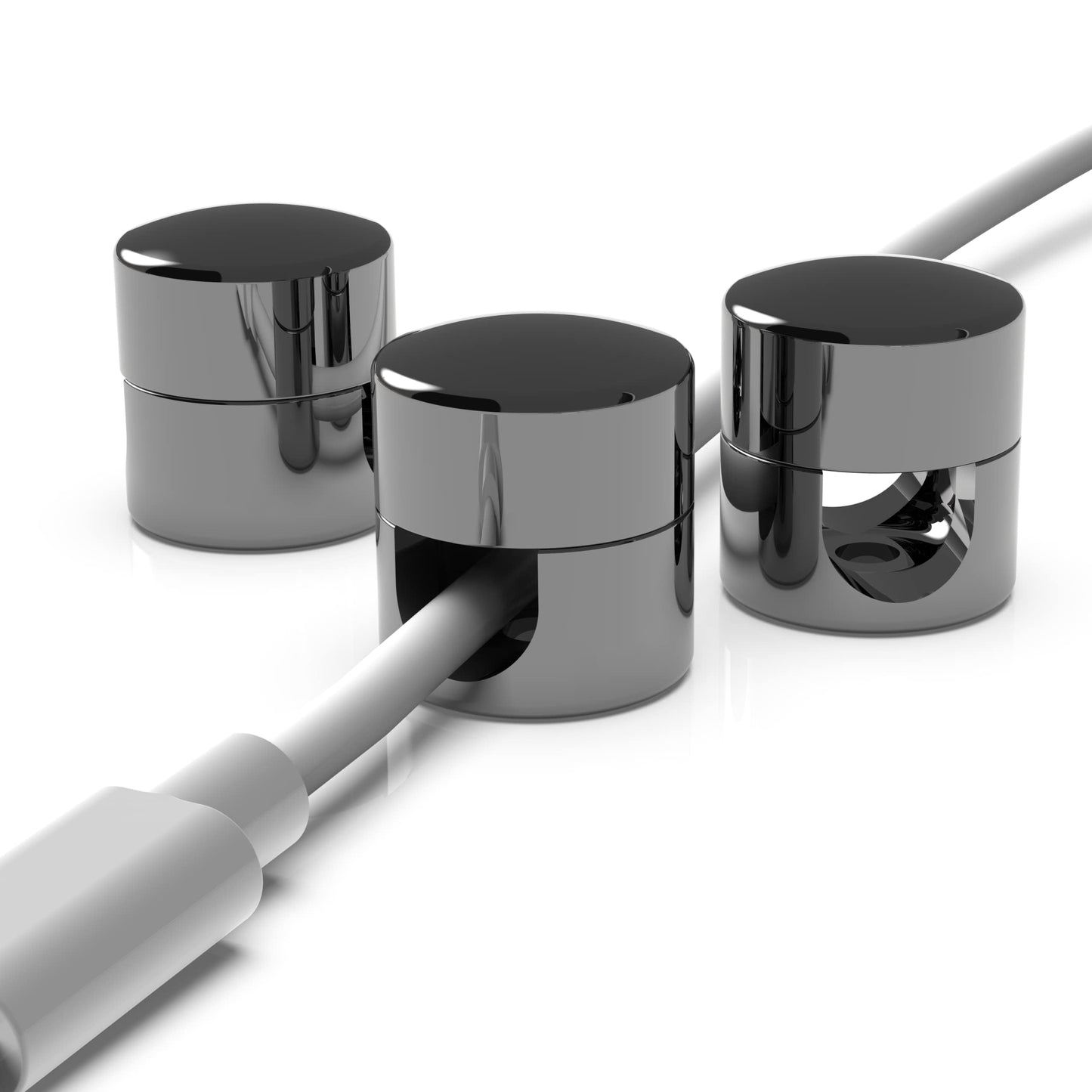 ICONIT Cable Anchors for Desk Organization Gun Metal | Premium Aluminum Cord Organizers | Charger + Cable Management Clips for Home & Office |