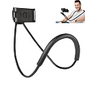 geyitafum Cell Phone Stand Hanging on Neck Upgraded, Hands-Free Mobile Phone Holder Clip on Bed/Table 360° Rotation iPhone Tablet Mount Bracket