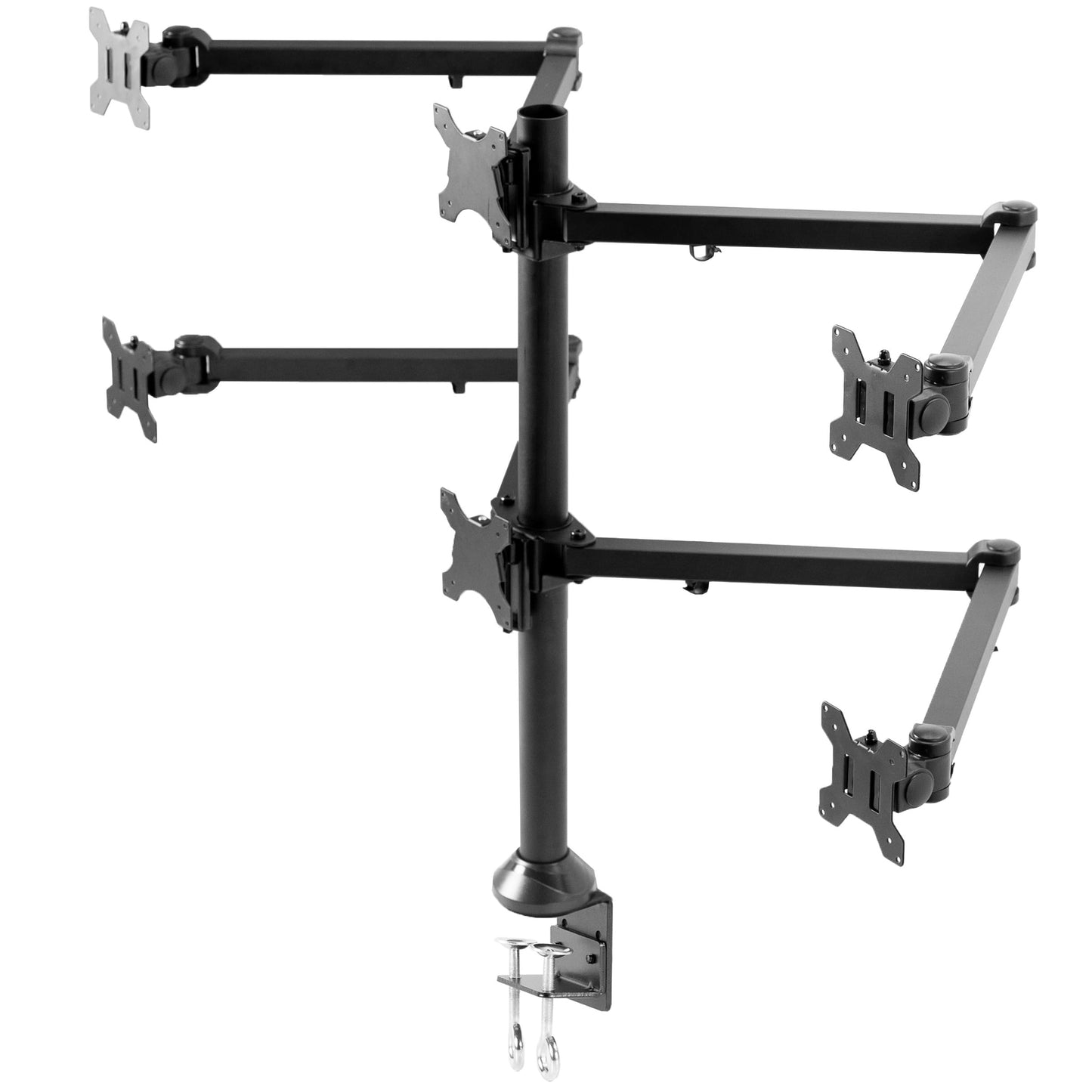 VIVO Steel Hex Monitor 23 to 32 inch LED LCD Clamp-on Desk Mount, Heavy Duty Articulating VESA Computer Stand, Holds 6 Screens, Fully Adjustable