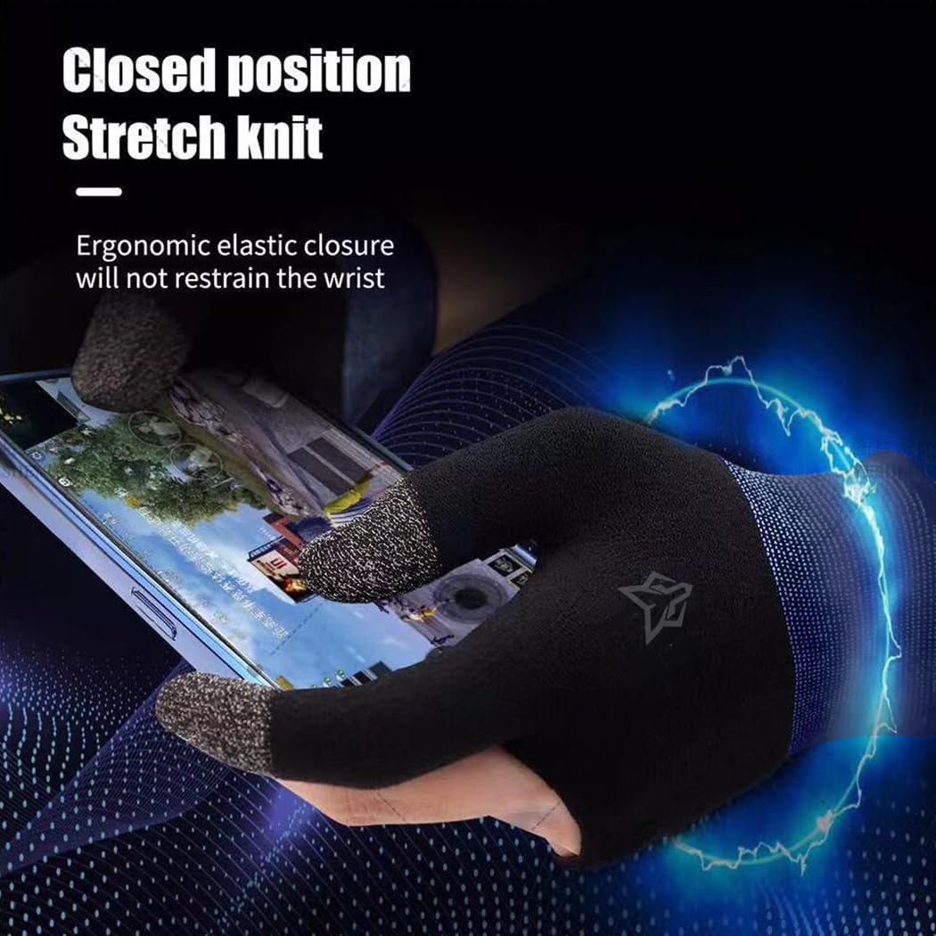 rinsfox E-Sports Sara Gaming Gloves,Game Gloves, gaming finger sleeves, Anti-Sweat Breathable, thumb sleeves for Highly Sensitive Nano-Silver Fiber