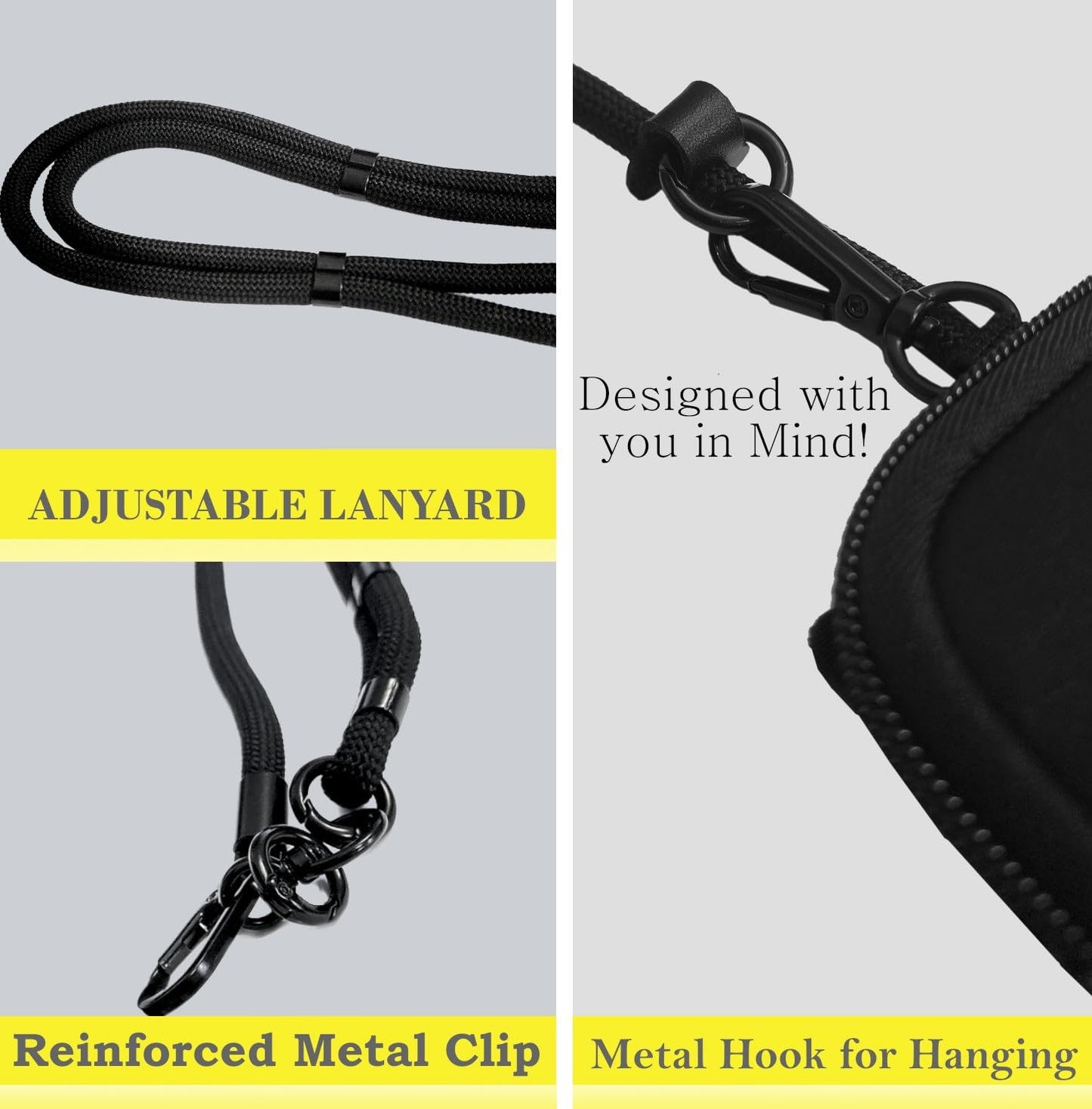 AH Phone Lanyard Crossbody with 2 Phone Tabs, Adjustable Anti Theft Phone Strap for All Phones, Metal Buckles, Skin-Friendly, Universal Cell Phone