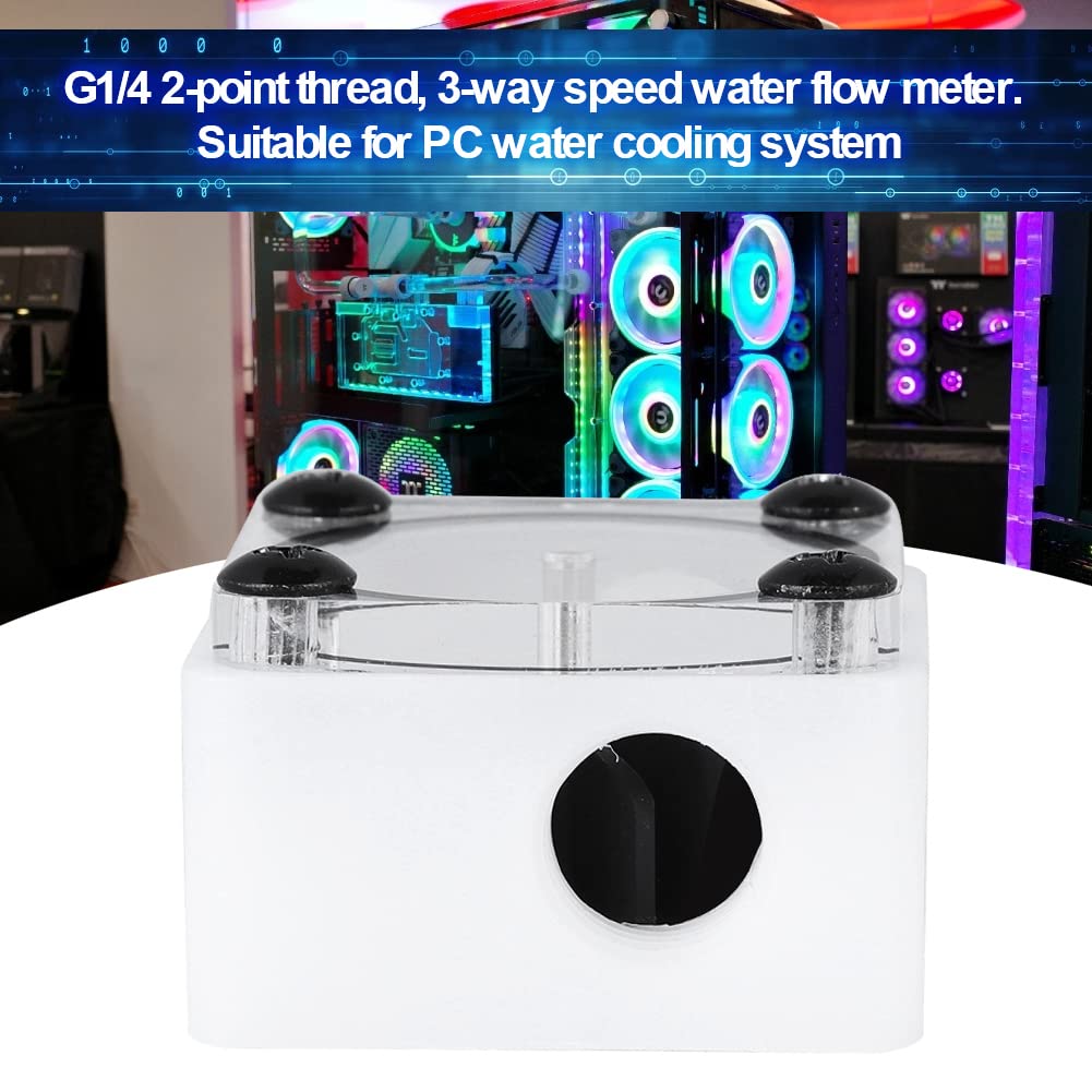 G1/4 Thread Revolving Speed Water Cooling POM Acrylic Material Impeller Water Meter Indicator with Silicone Sealing Ring, for PC Water Cooling