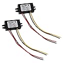 AITRIP 2PCS DC 12V to 5V 3A 15W Buck Converter Module,Reduced Voltage Regulator Car Power Converter Output Power Adapter, Wire Interface