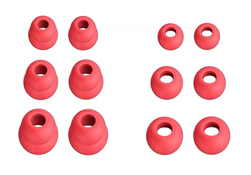 12pcs (DF-3sz) Siren Red S/M/L Replacement Eartips Earbuds for in Ear Earphones with 4.9mm to 6.3mm Nozzle Attachment Double Flange and Round Ear…