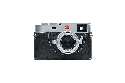 BolinUS For Leica M11 Camera Case, Handmade Genuine Real Leather Half Camera Case Bag Cover for Leica M11 Camera Bottom Opening Version + Hand Strap
