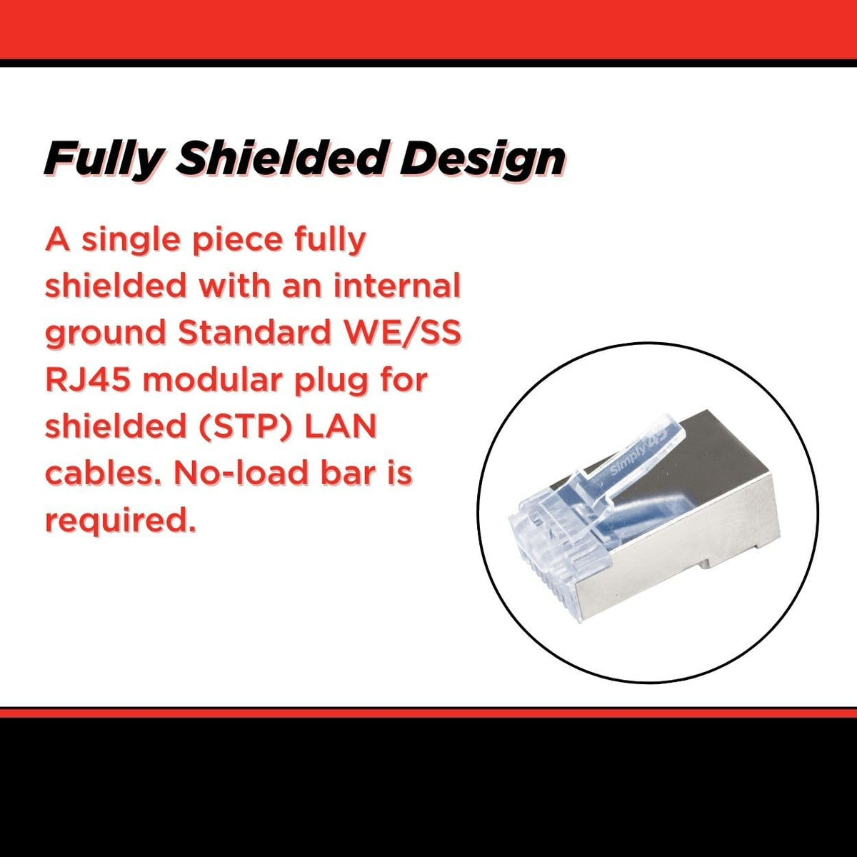 Simply45 Cat5e Shielded Internal Ground Standard RJ45 Modular Plugs, 50pcs