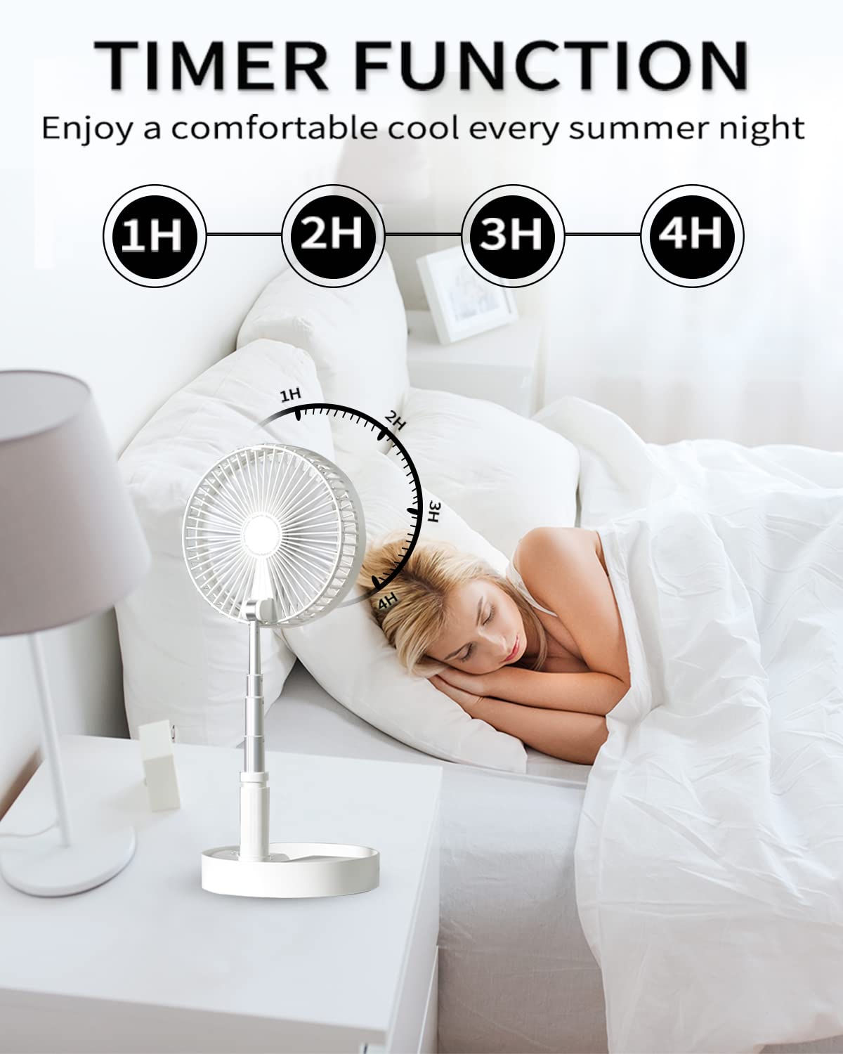 UN UNITEDTIME Desk and table fan, Foldable Fans Portable Travel Fan Battery Operated or USB Powered,Adjustable Height,My Foldaway fan with remote
