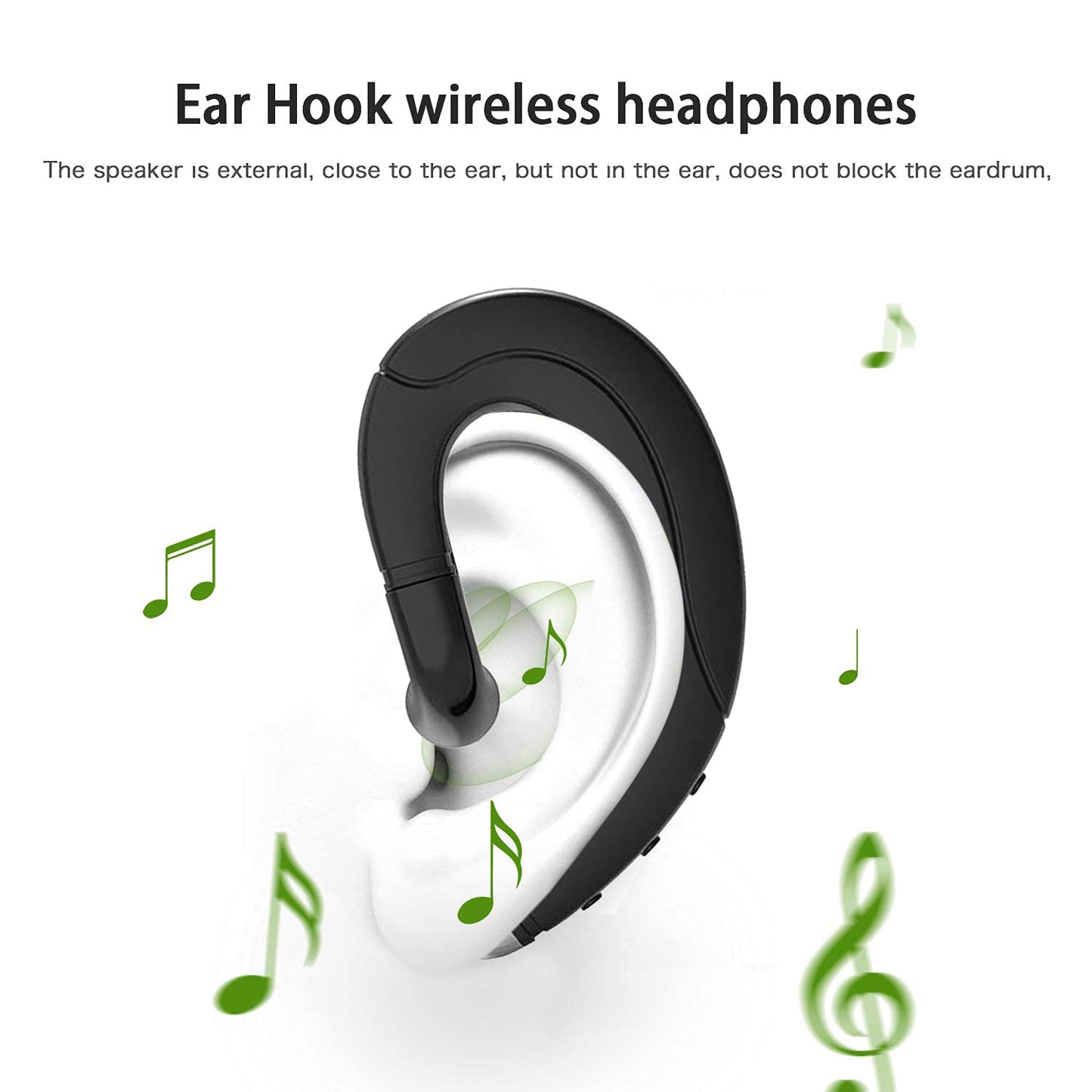 Ear Hook Bluetooth Headphone V5.0 with Mic, Painless Single Ear Wireless Headset 5 Hrs Playtime for Android Phones/iPhone X/8/7/6, Lightweight Non