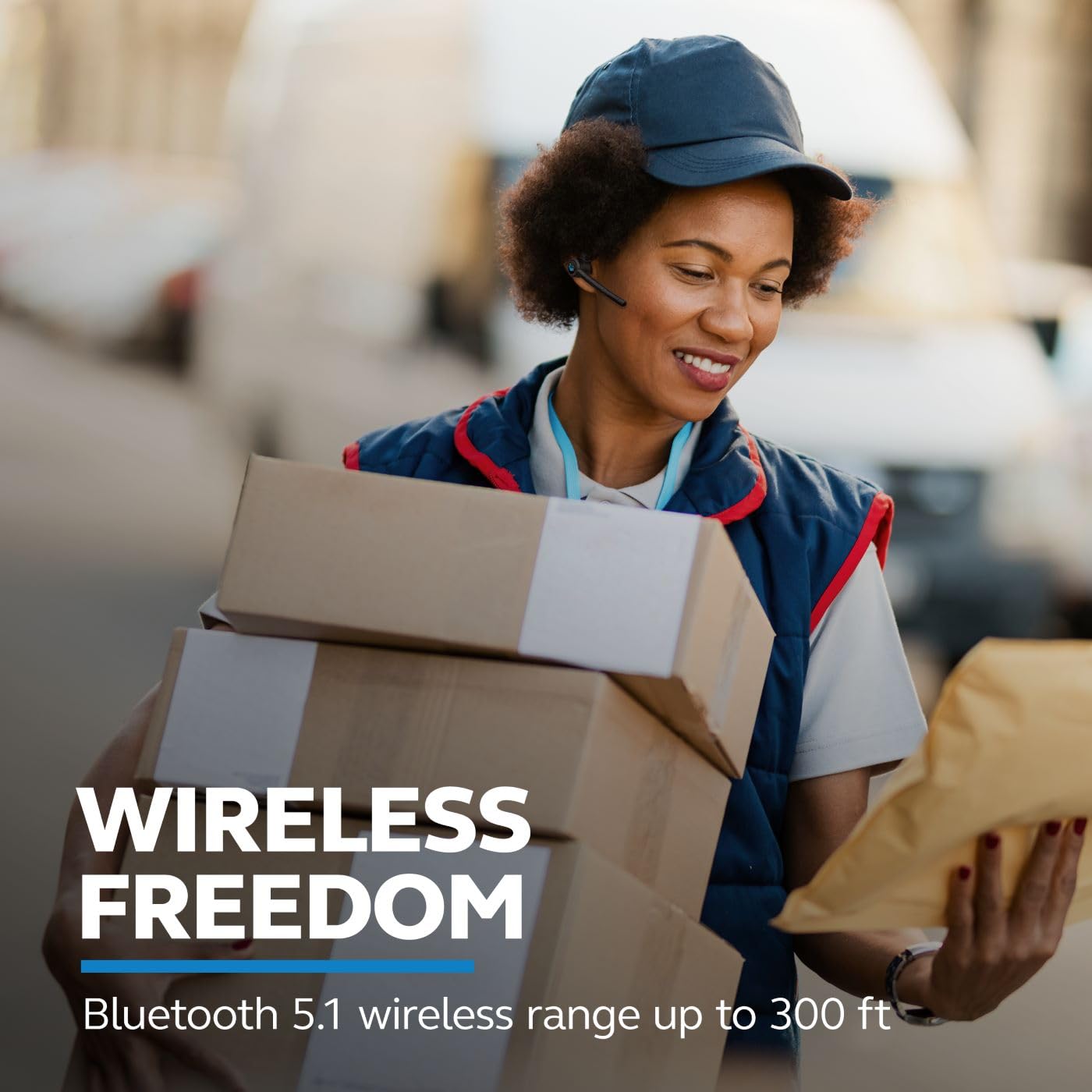 BlueParrott M300?XT SE Mono Bluetooth Wireless Headset, 80% Noise Cancelling Open?Ear Earpiece for Everyday Driving and Work Calls, Compact with IP54